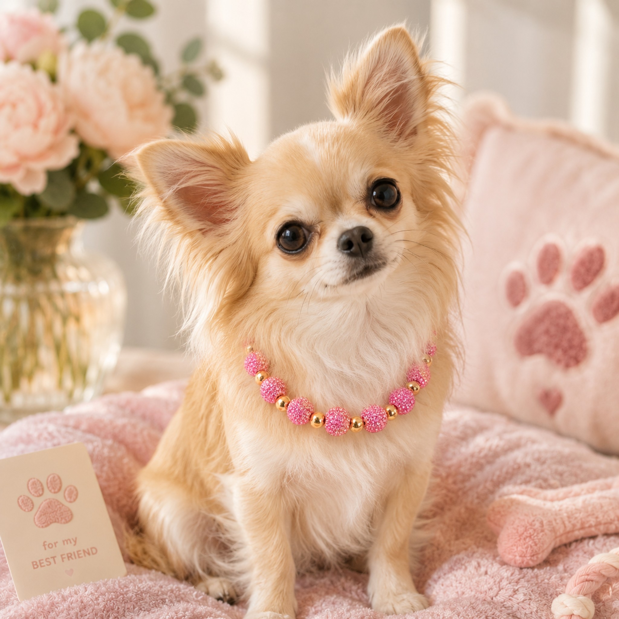 Collana per Cani "Sparkling Pearl" – Perle e Brillantini 8mm